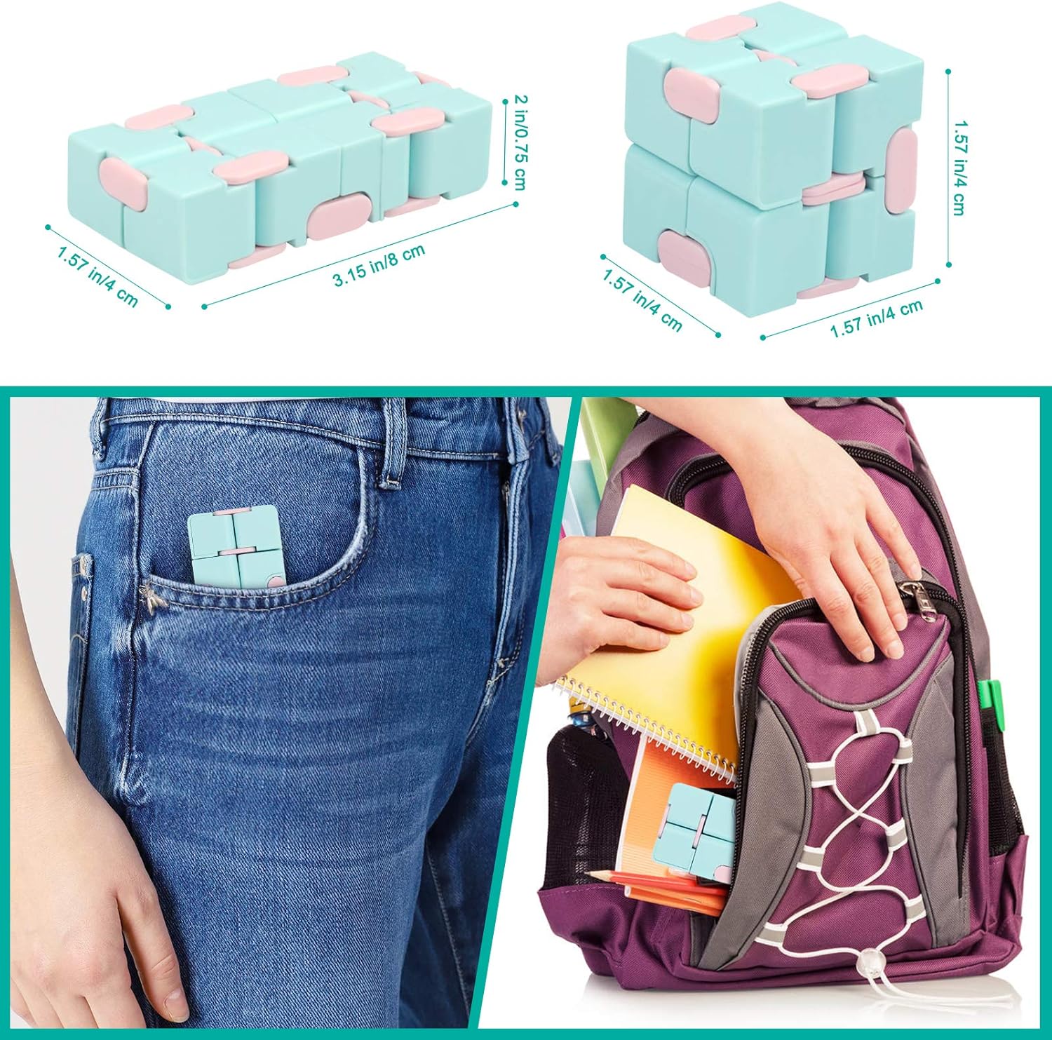Infinity Cube Fidget Toy – Macaron Blue - Flip, Focus & Chill – The Little Blue Cube That Calms!